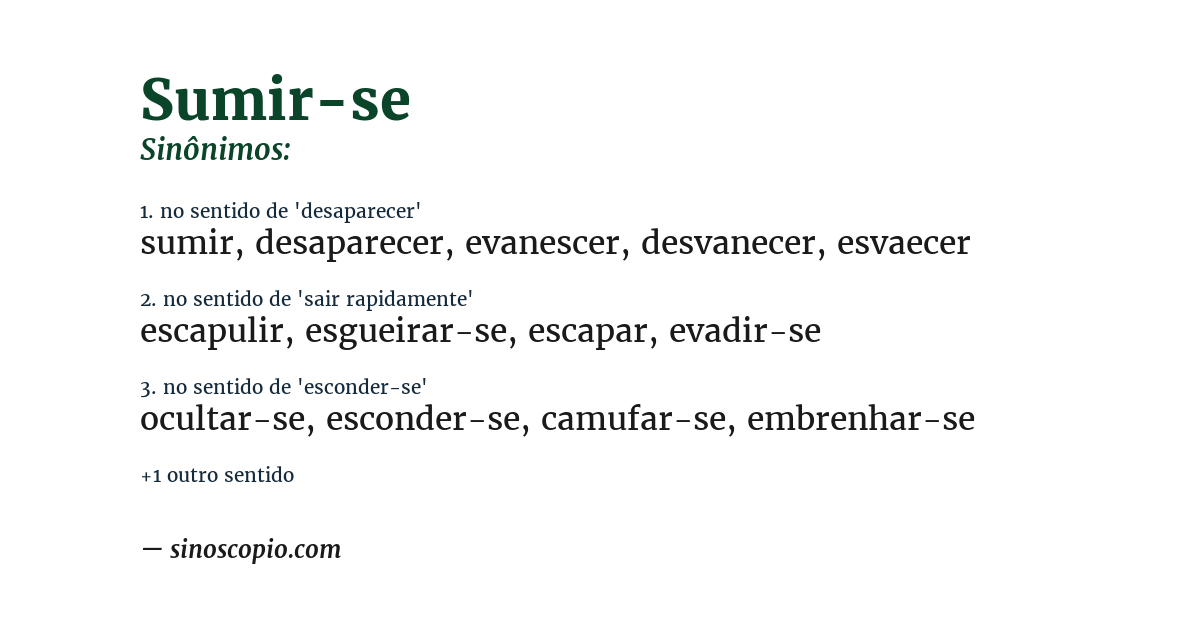 Sinônimo de sumir-se