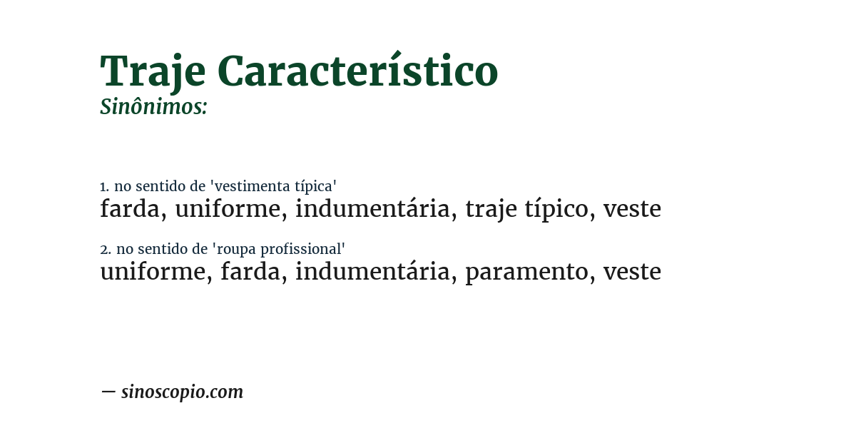 Sinônimo de traje característico