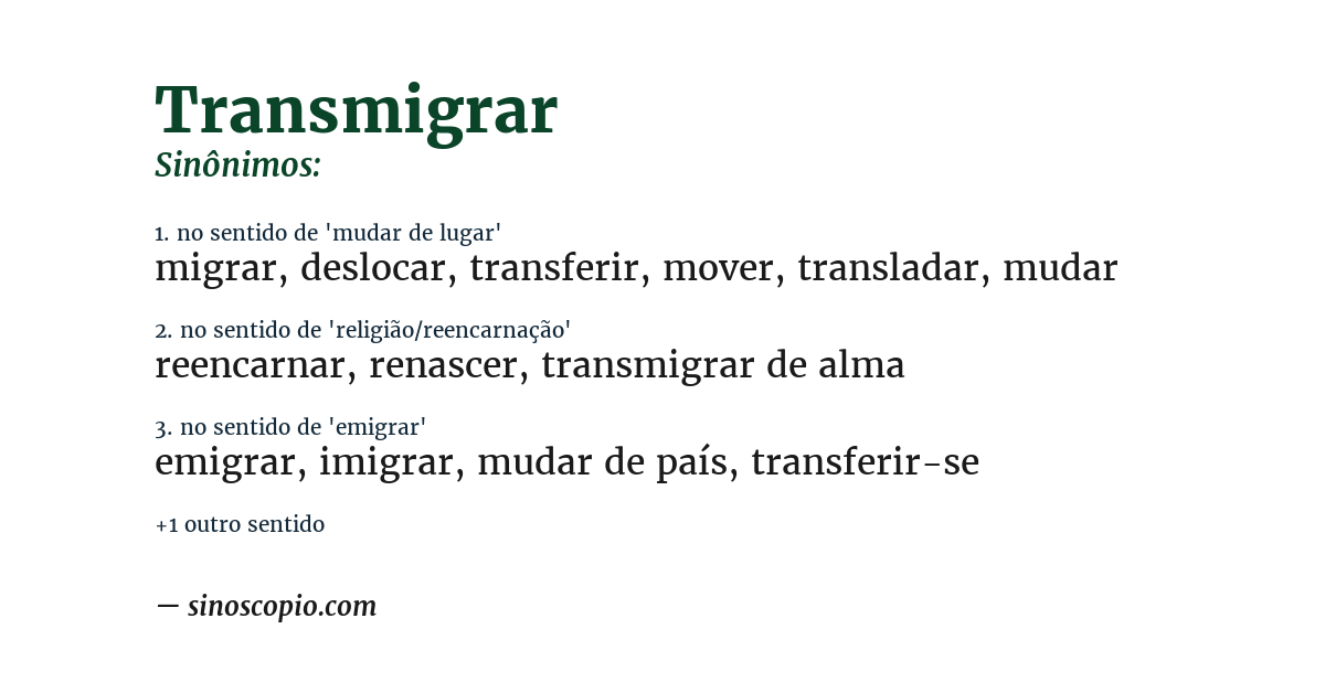 Sinônimo de transmigrar