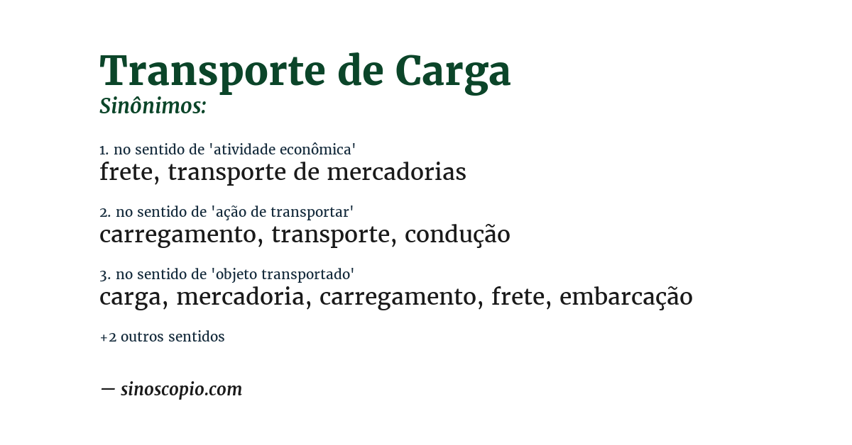 Sinônimo de transporte de carga
