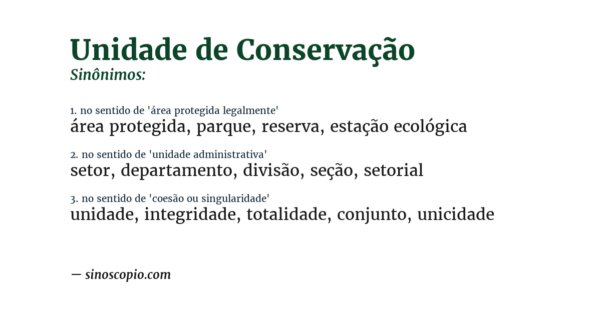 Sinônimo de unidade de conservação