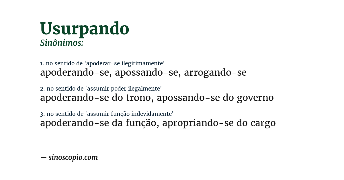 Sinônimo de usurpando