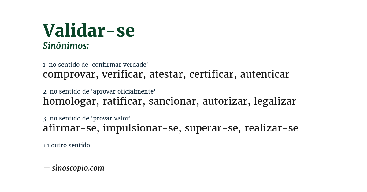 Sinônimo de validar-se