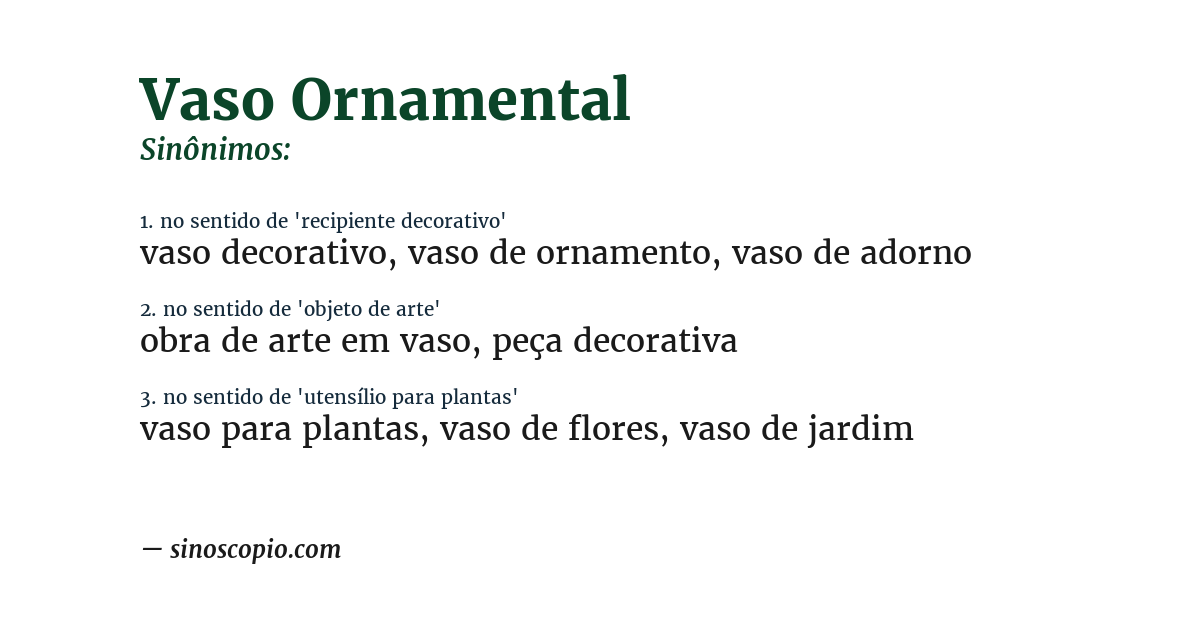 Sinônimo de vaso ornamental