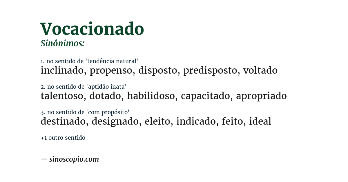 Sinônimo de vocacionado