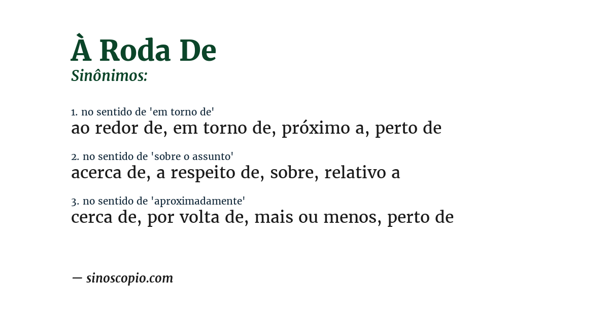 Sinônimo de à roda de