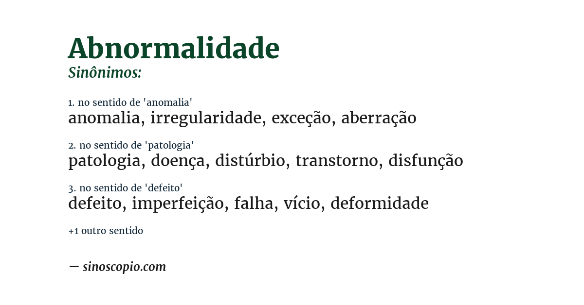 Sinônimo de abnormalidade