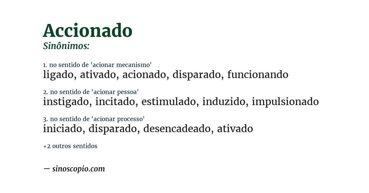 Sinônimo de accionado