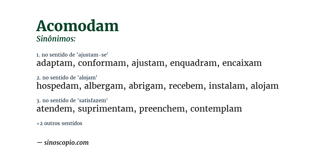 Sinônimo de acomodam