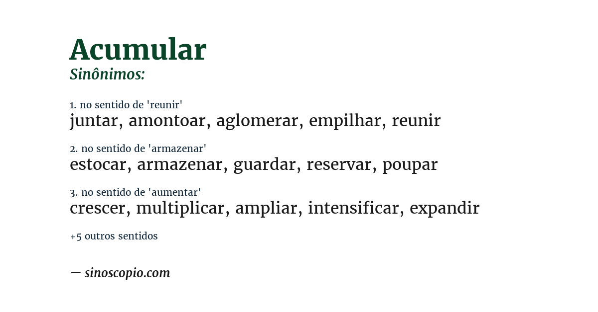 Sinônimo de acumular
