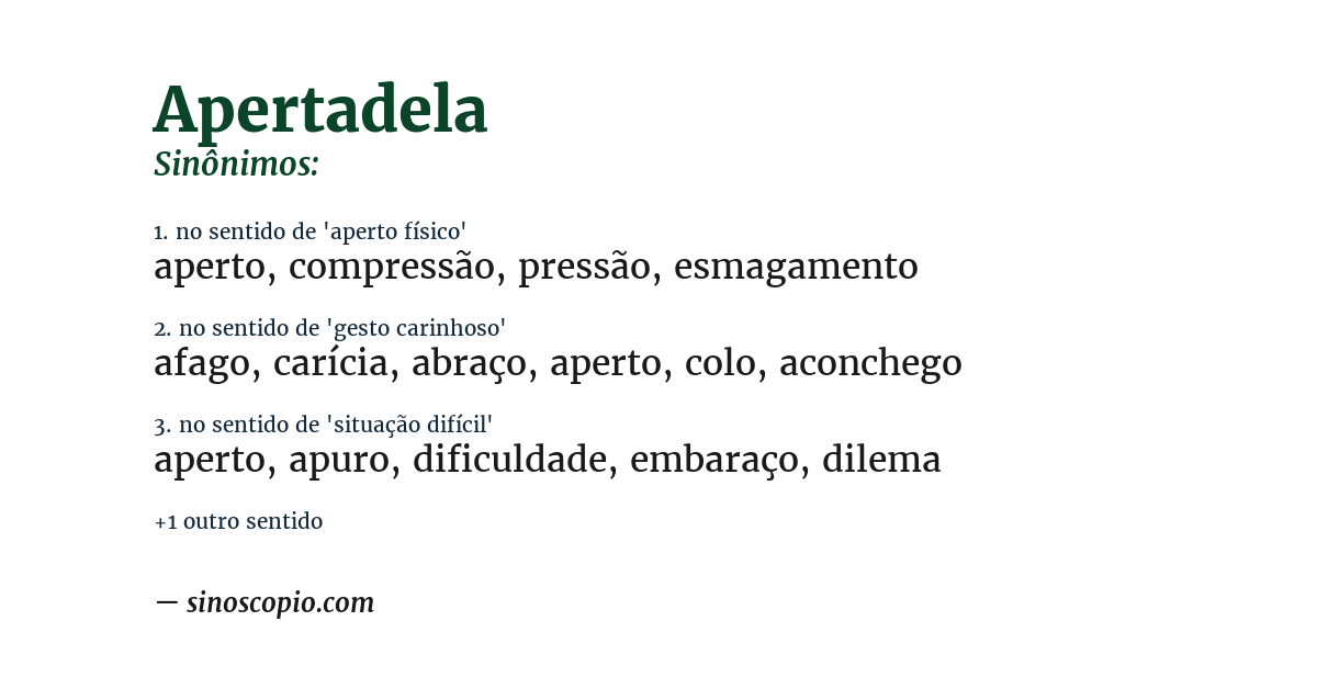 Sinônimo de apertadela