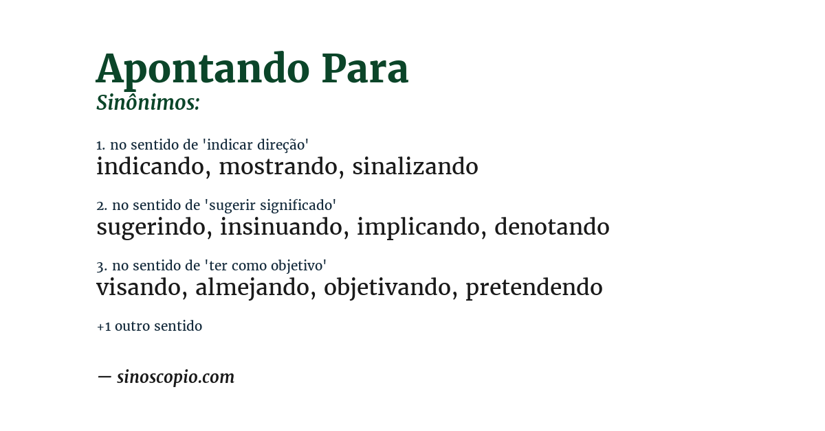 Sinônimo de apontando para
