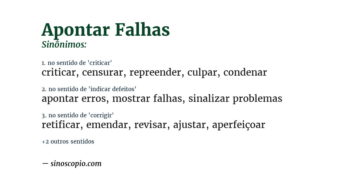 Sinônimo de apontar falhas