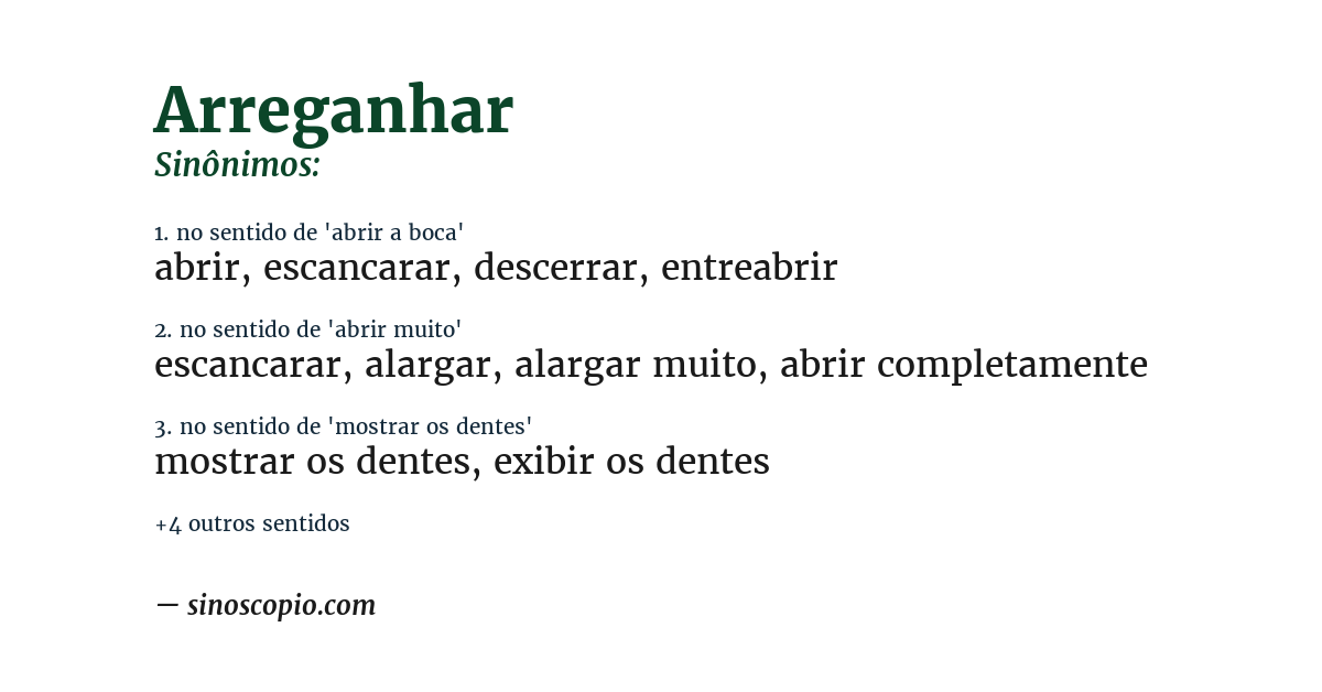 Sinônimo de arreganhar