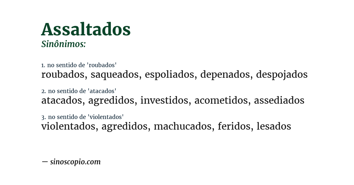 Sinônimo de assaltados
