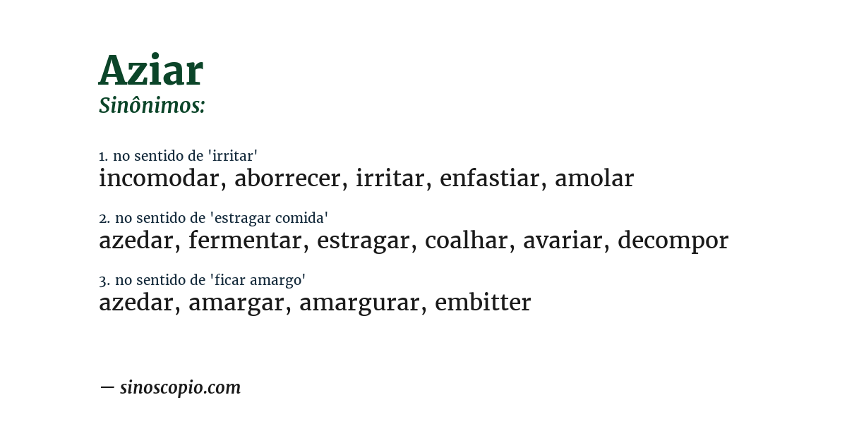 Sinônimo de aziar