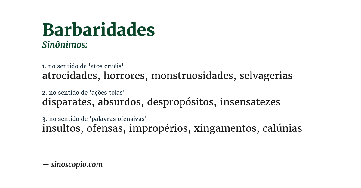 Sinônimo de barbaridades