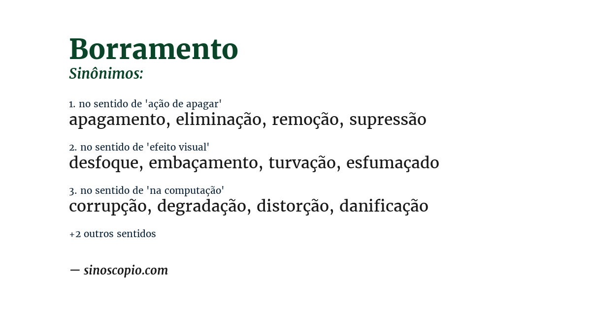 Sinônimo de borramento