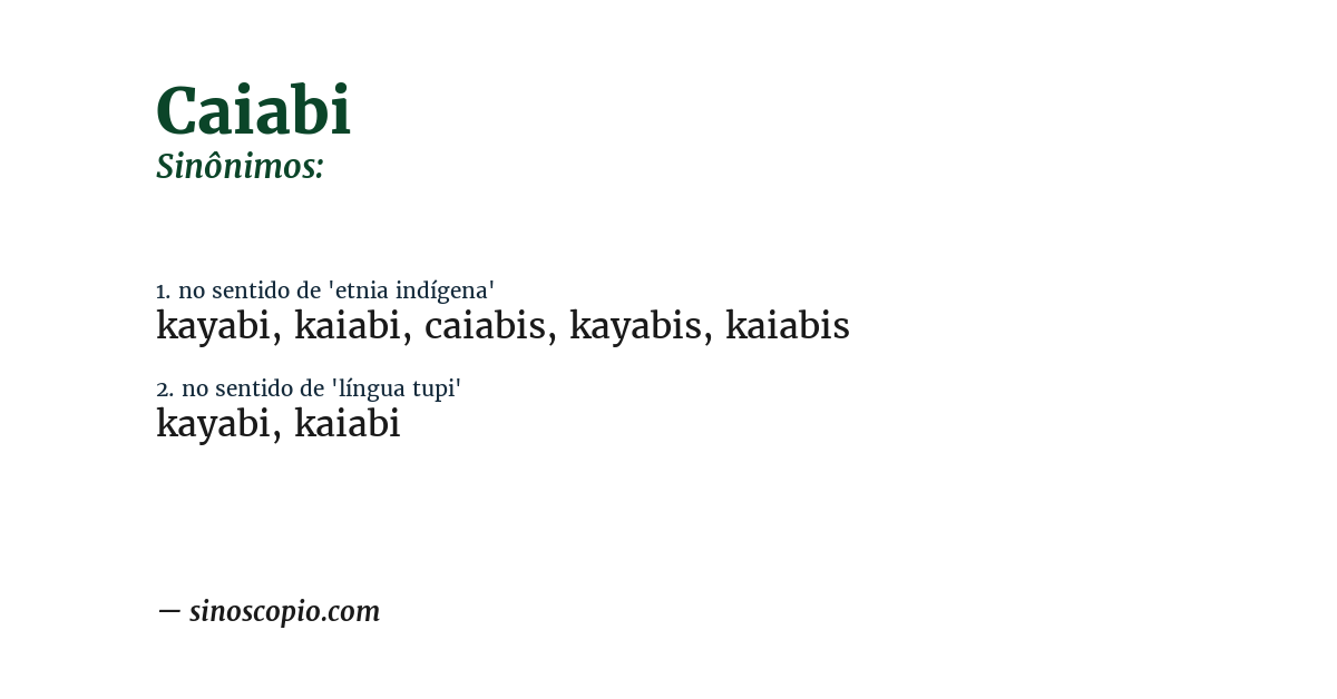 Sinônimo de caiabi