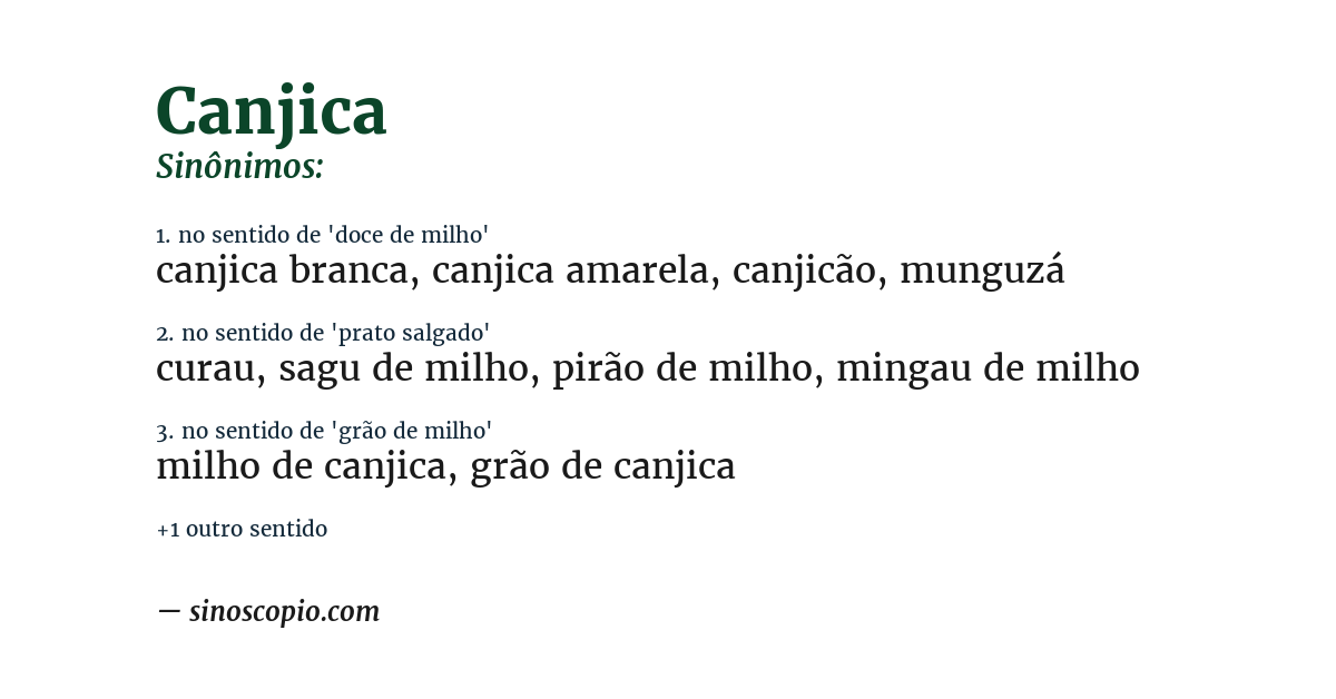 Sinônimo de canjica