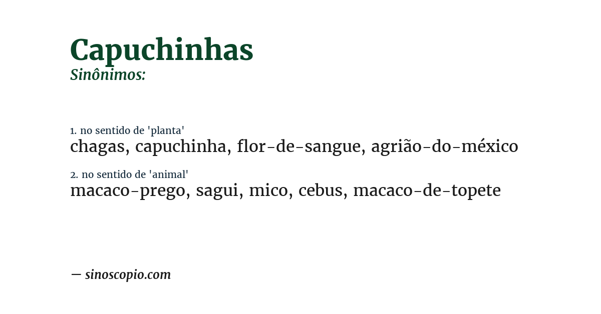 Sinônimo de capuchinhas