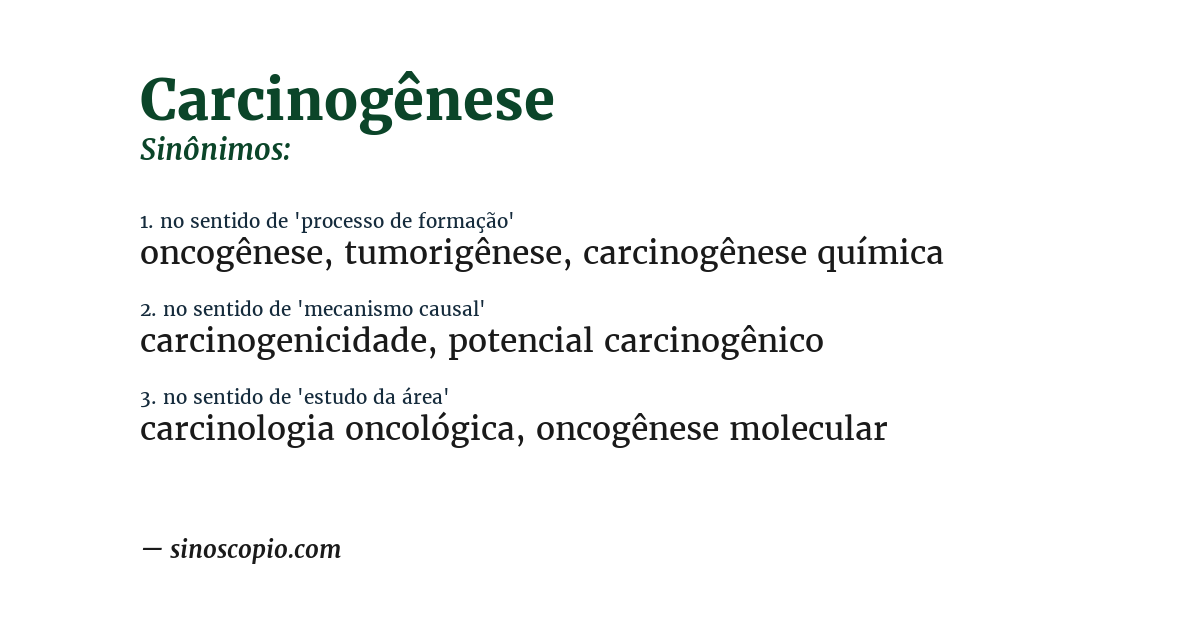 Sinônimo de carcinogênese