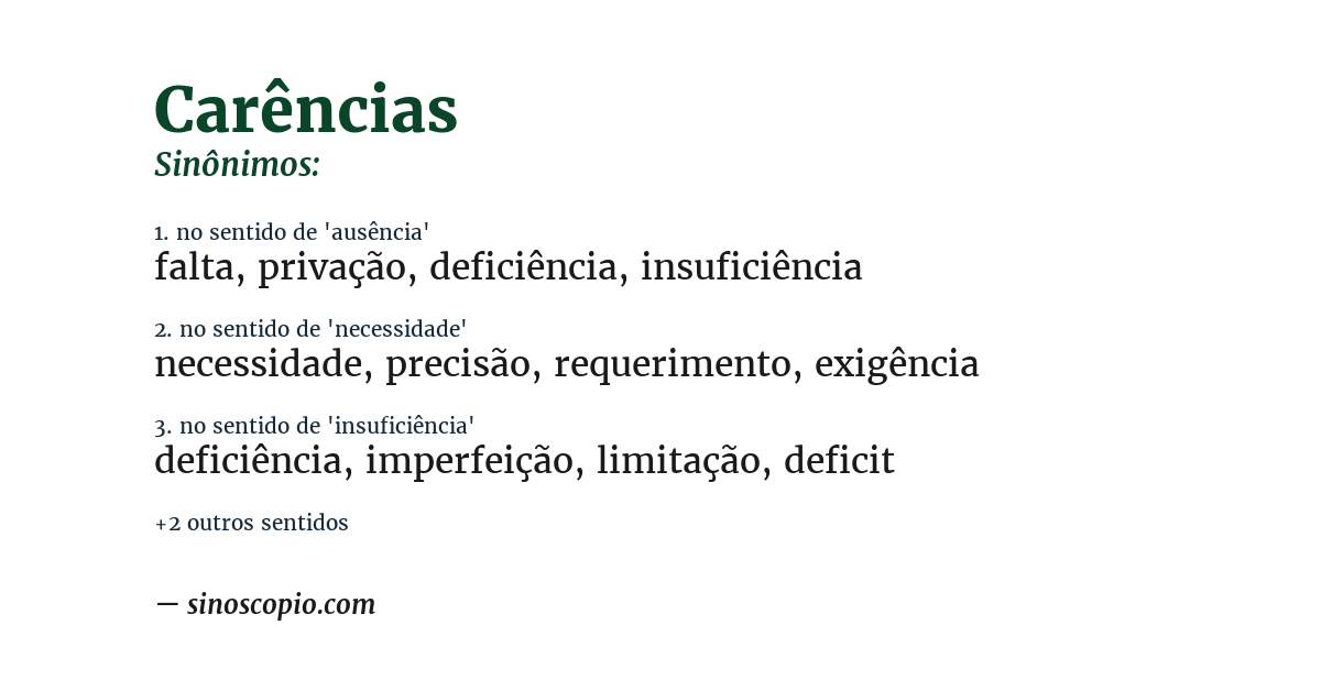 Sinônimo de carências