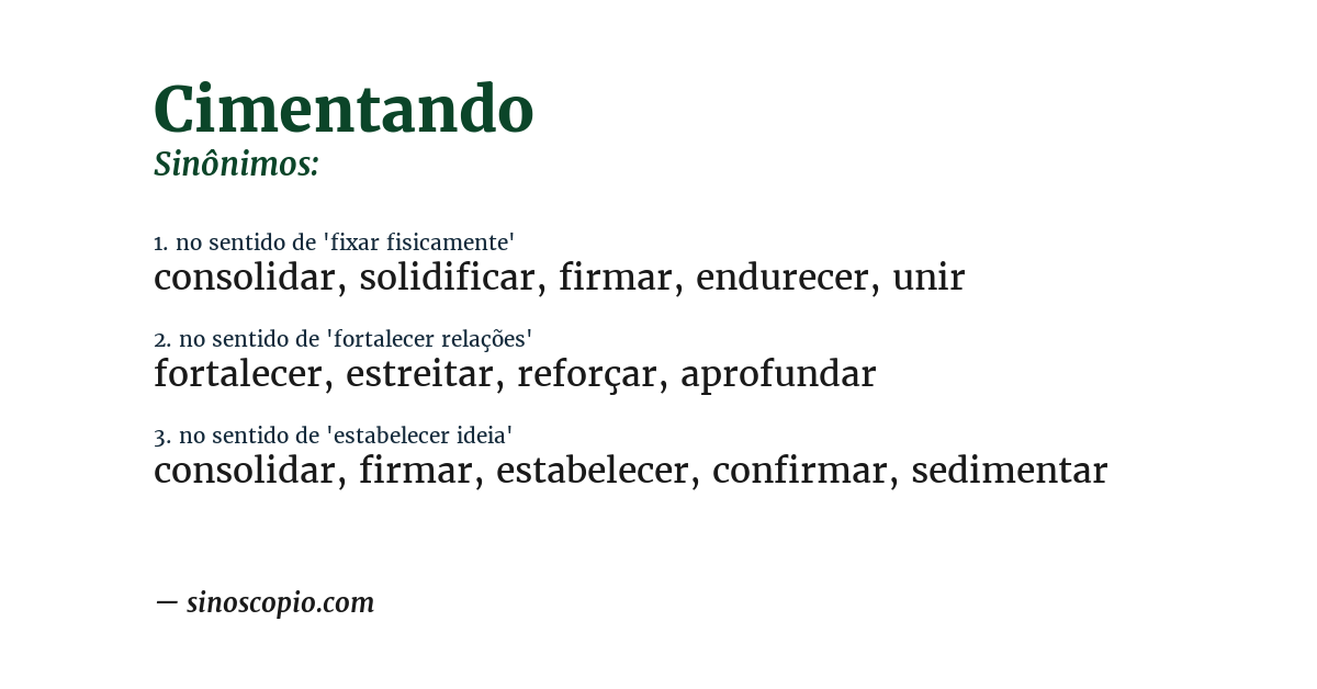 Sinônimo de cimentando
