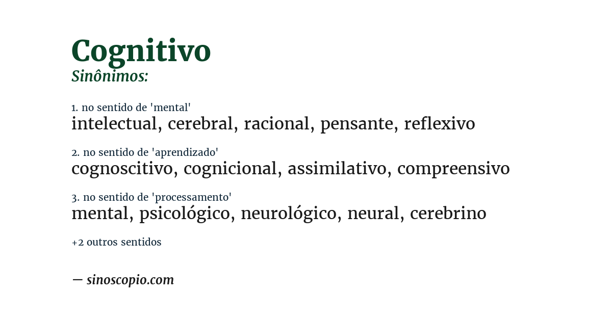 Sinônimo de cognitivo