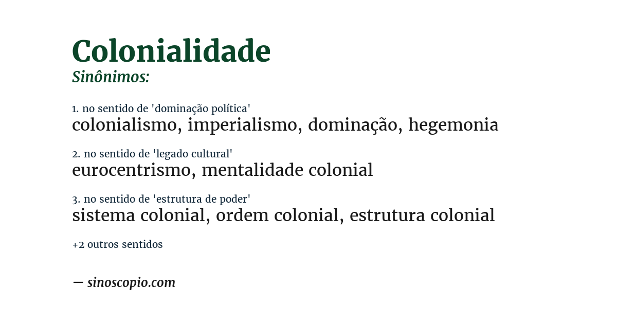 Sinônimo de colonialidade