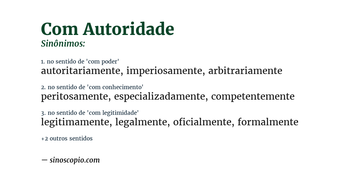 Sinônimo de com autoridade