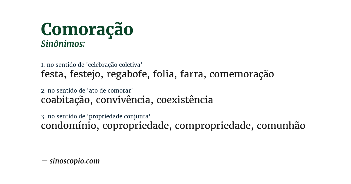 Sinônimo de comoração
