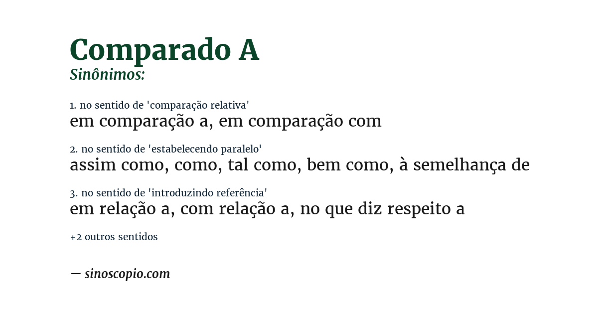 Sinônimo de comparado a