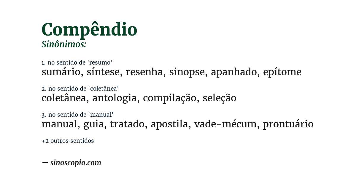 Sinônimo de compêndio