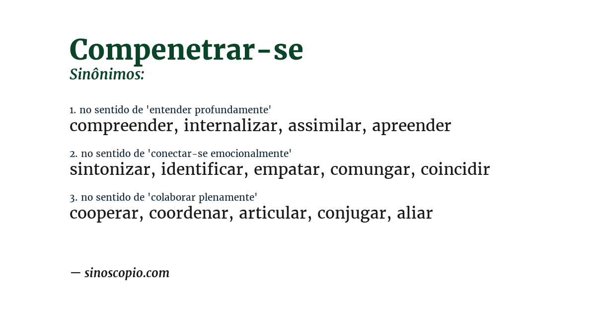 Sinônimo de compenetrar-se