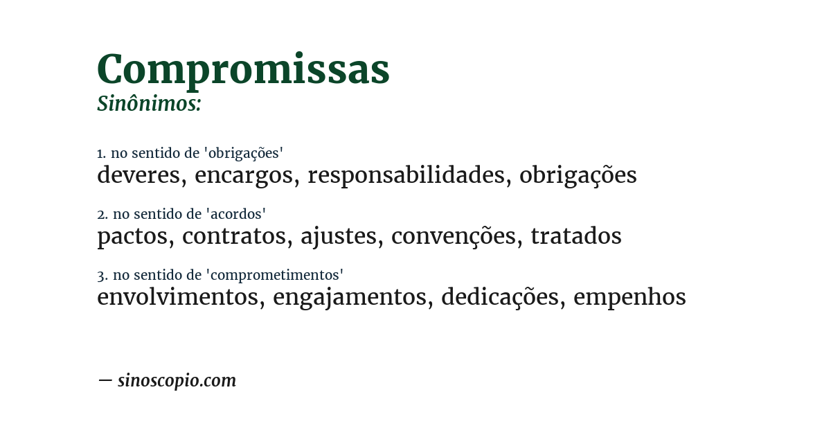Sinônimo de compromissas