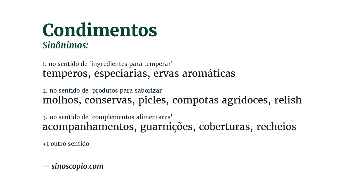 Sinônimo de condimentos