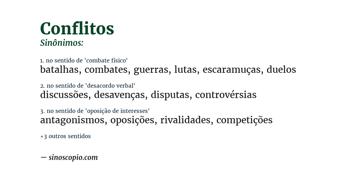 Sinônimo de conflitos