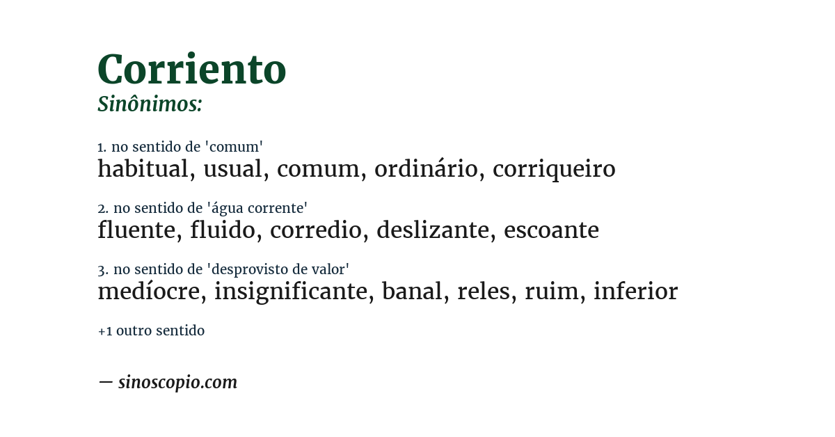 Sinônimo de corriento