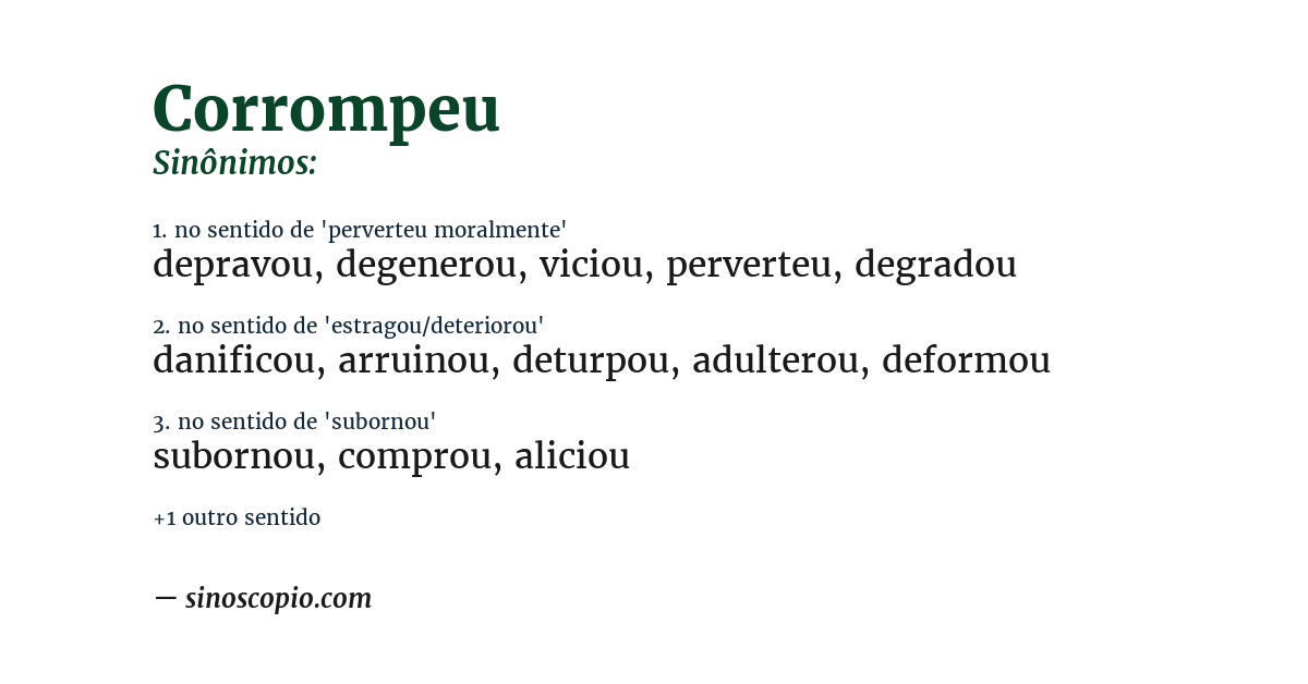 Sinônimo de corrompeu
