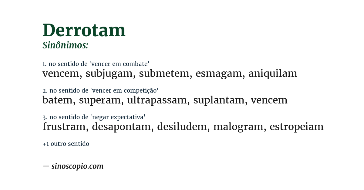 Sinônimo de derrotam