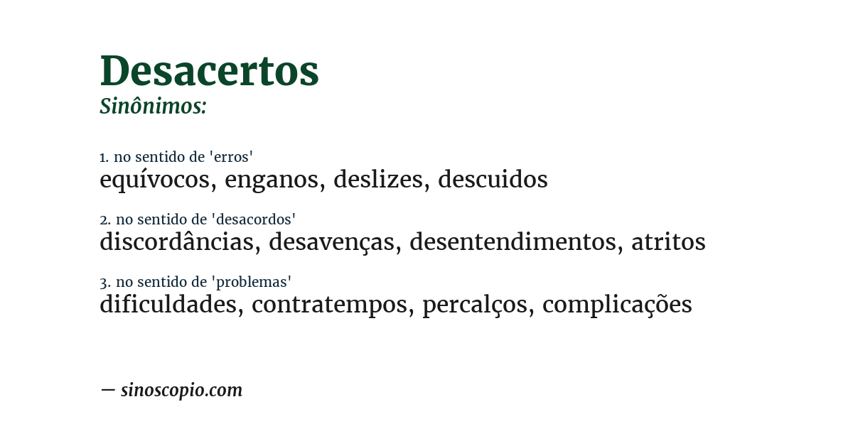 Sinônimo de desacertos