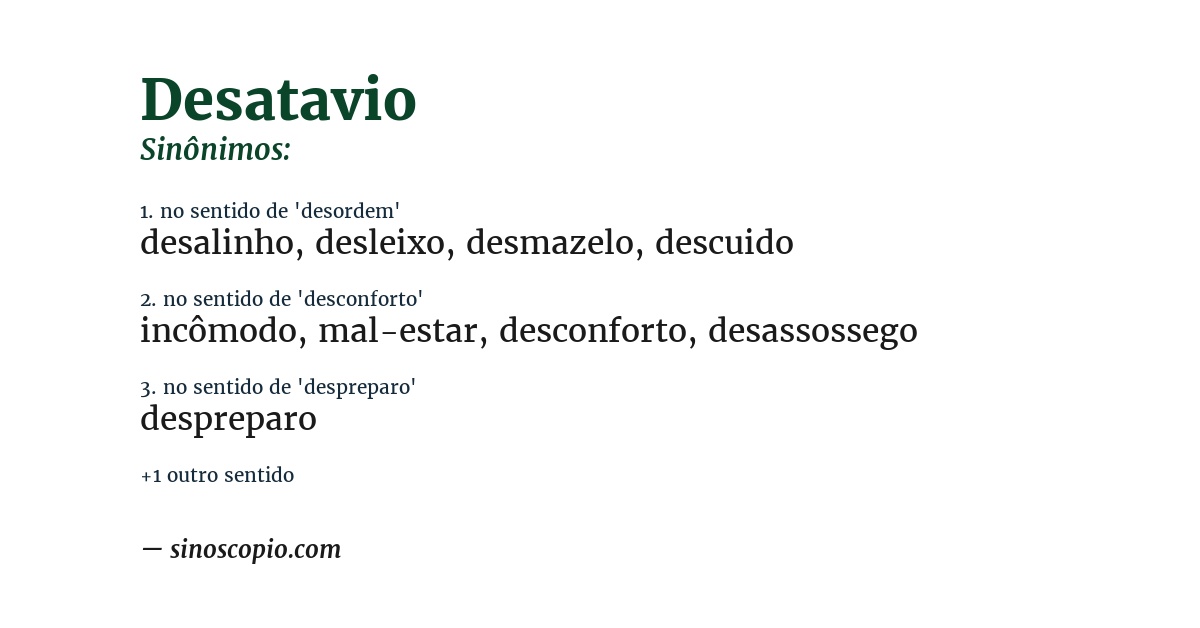 Sinônimo de desatavio