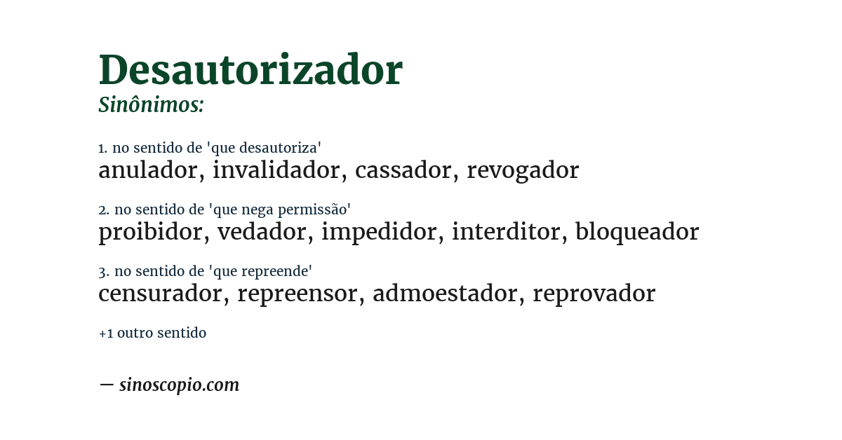 Sinônimo de desautorizador