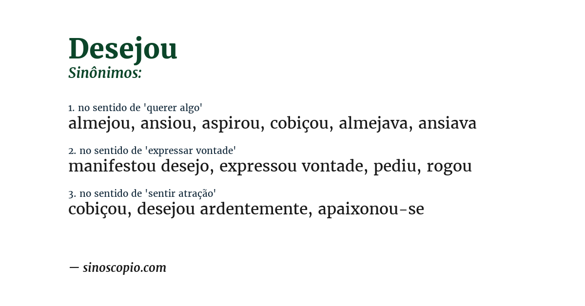 Sinônimo de desejou