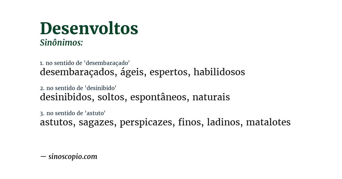 Sinônimo de desenvoltos