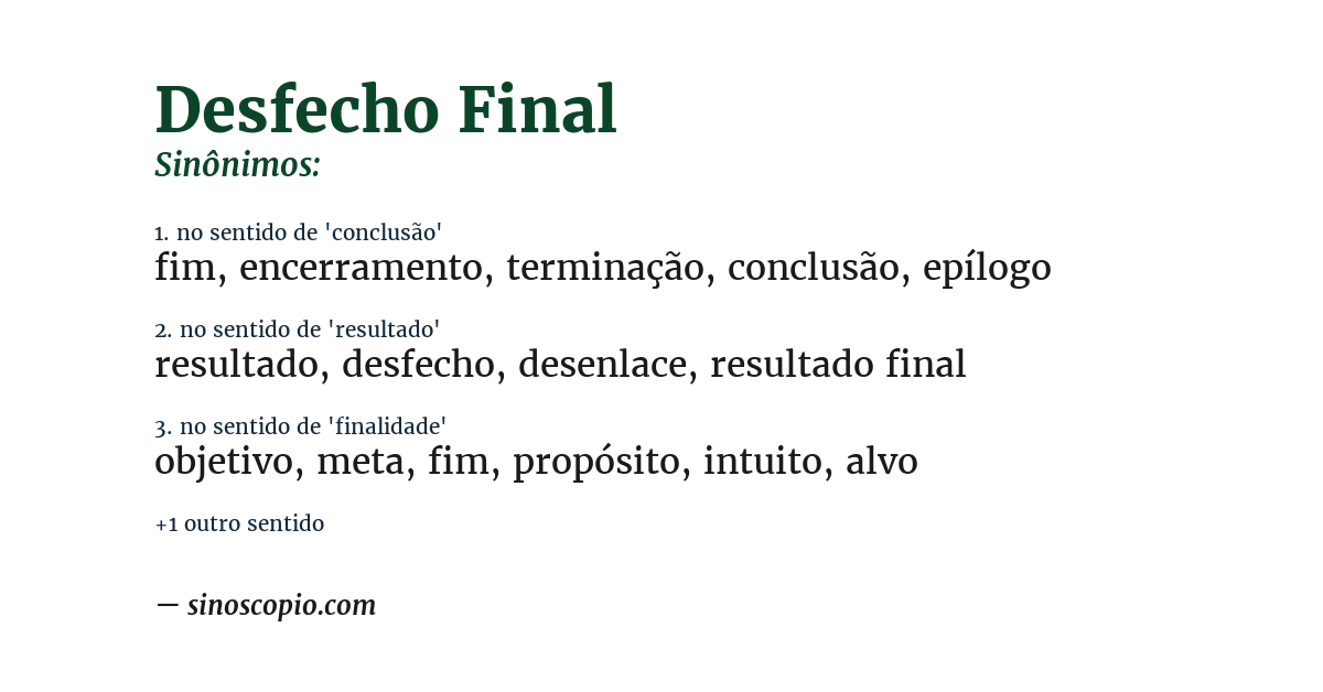 Sinônimo de desfecho final