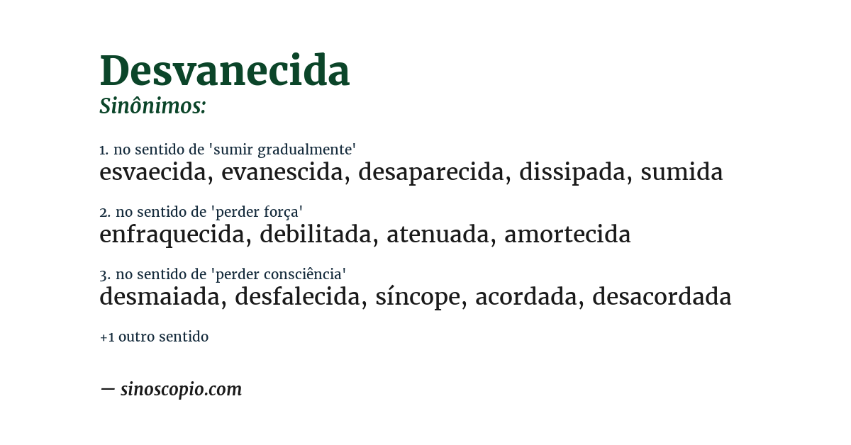 Sinônimo de desvanecida