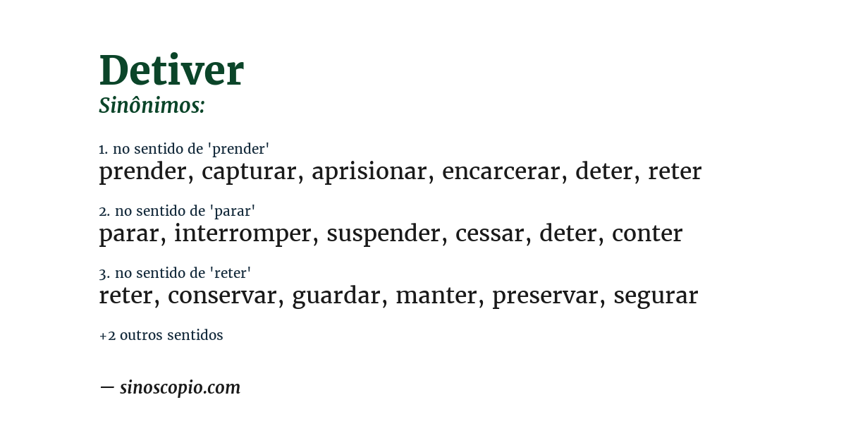 Sinônimo de detiver