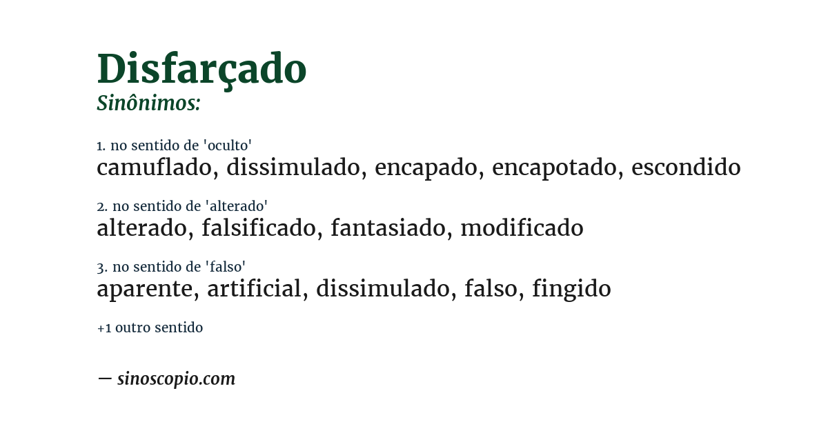 Sinônimo de disfarçado